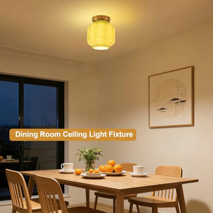 Green Milk Glass Flush Mount Ceiling Light