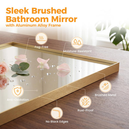 Bathroom Mirrors for Over Sink (Gold-rec Groove / 22"L x 30"W)