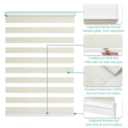Custom Size Linen Cordless Zebra Blinds for Windows (Linen Beige / CUSTOM SIZE)
