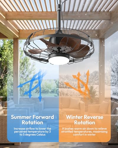 20" Outdoor Ceiling Fan with Light for Patio
