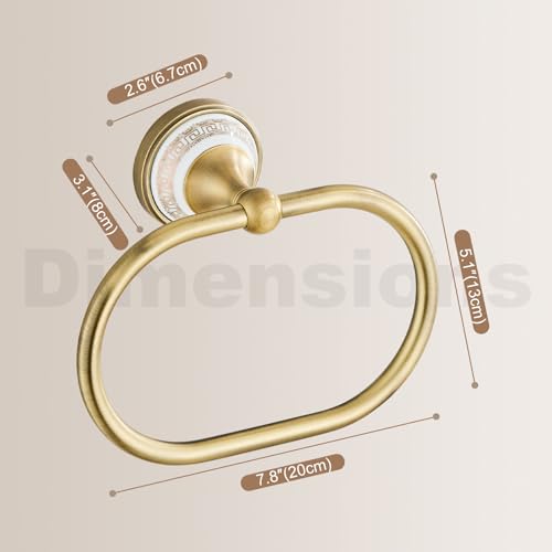 Towel Ring Wall Mounted Antique Brass Towel Holder for Bathroom (Antique Bronze Oval)