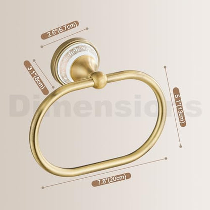 Towel Ring Wall Mounted Antique Brass Towel Holder for Bathroom (Antique Bronze Oval)