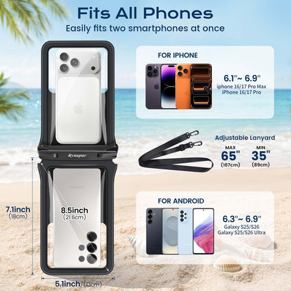 Double Space Waterproof Phone Pouch (Clear+Clear)