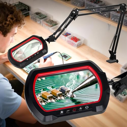 12X Ultra Long Magnifying Glass with Light and Clamp
