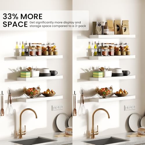 White Floating Shelves 15.7in (C. White - Modern Minimalist Style / 15.7inches)