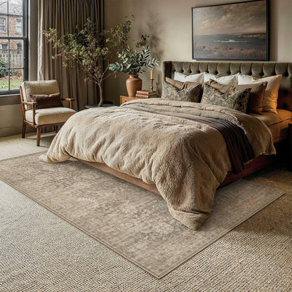 Area Rugs 6x9 Light Brown Vintage Rug for Living Room (Retro | Light Brown / 6' x 9' (Rectangular))