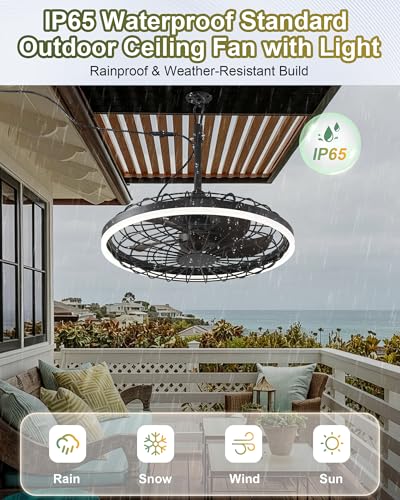 Smart Waterproof Gazebo Ceiling Fan with Light