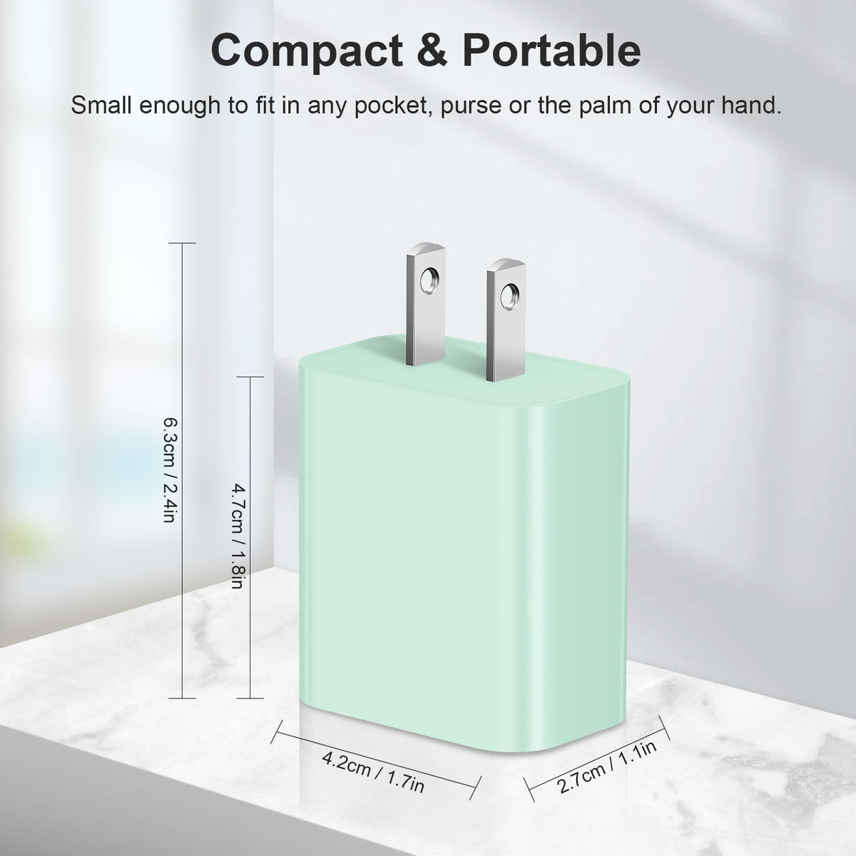 USB C Charger Block Fast Charging Block Type C Charger Multiport Adapter (Green / 20W3Pack)