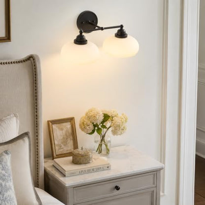 2 Light Milk White Glass Wall Sconce