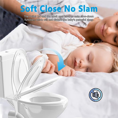 Family Toilet Seat Elongated (White / Elongated 18.5inch with Baby Seat)