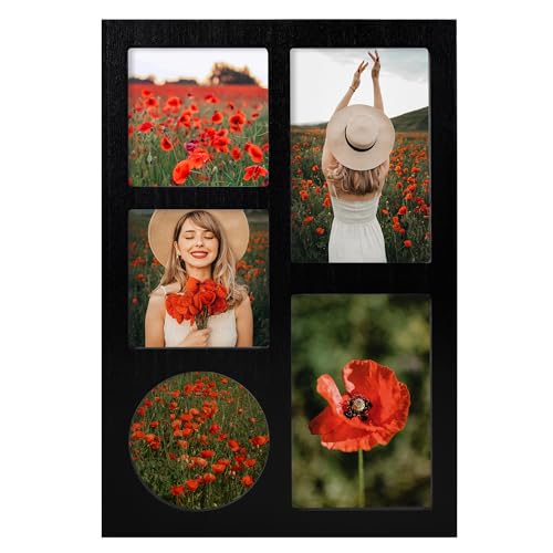 4x6 and 4x4 Collage Picture Frame (Rustic Black / 9.2x13.4in (1Pack))