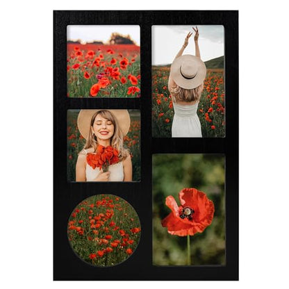 4x6 and 4x4 Collage Picture Frame (Rustic Black / 9.2x13.4in (1Pack))