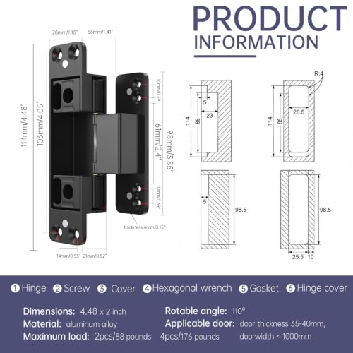 4.5 Inch Interior Hidden Door Hinge 110 Degree Self