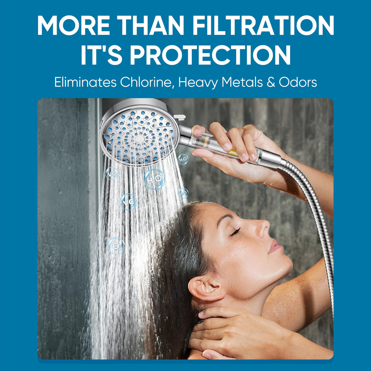 Filtered Shower Head with Handheld (Round (Built-in Power Wash) / 3. Chrome Plated)
