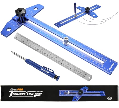 Woodworking Scriber Marking Line Ruler with Carpenter Pencil & Metal Ruler