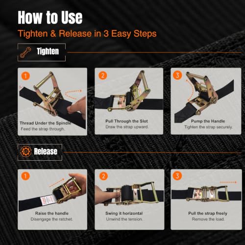 Ratchet Straps 2" x 15 FT Tie Down Straps for Trucks