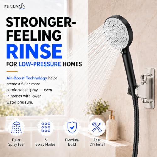 High Pressure Shower Head (Black)