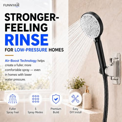 High Pressure Shower Head (Black)