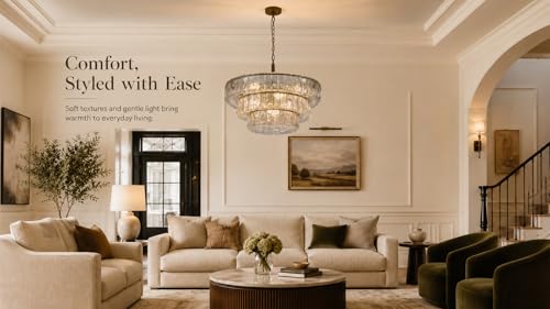 3 Tier 26 Inch Clear Crystal Glass Chandeliers (Clear Gold)