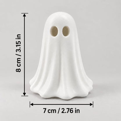 Halloween Ghost Statue Cute Night Light Figurine Halloween Desk Ornaments Resin Mini Ghost Sculpture Decoration for Home Holiday Party Desktop Shelf Ornament Gifts (Style 6)