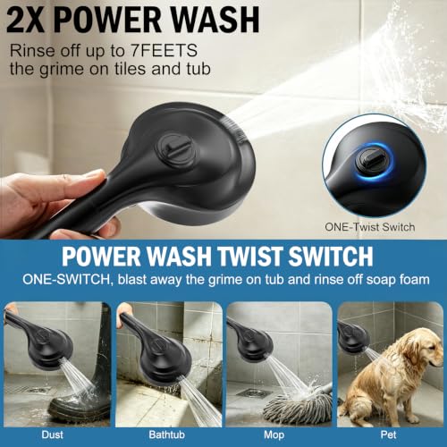 9 Settings Filtered Shower head with Handheld with Power Wash