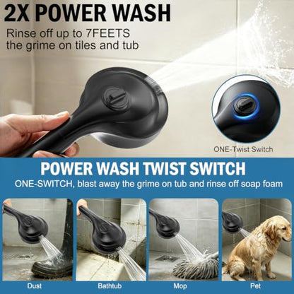 9 Settings Filtered Shower head with Handheld with Power Wash