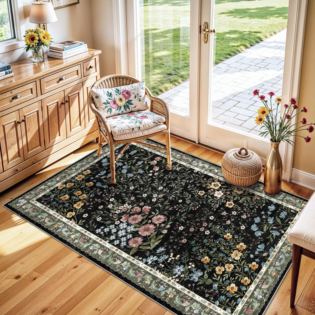 3x5 Entryway Rug Washable Rugs (Black / 3x5)