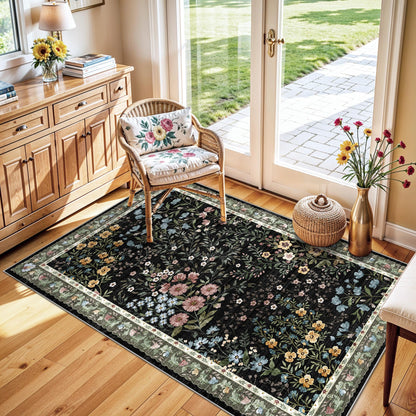 3x5 Entryway Rug Washable Rugs (Black / 3x5)