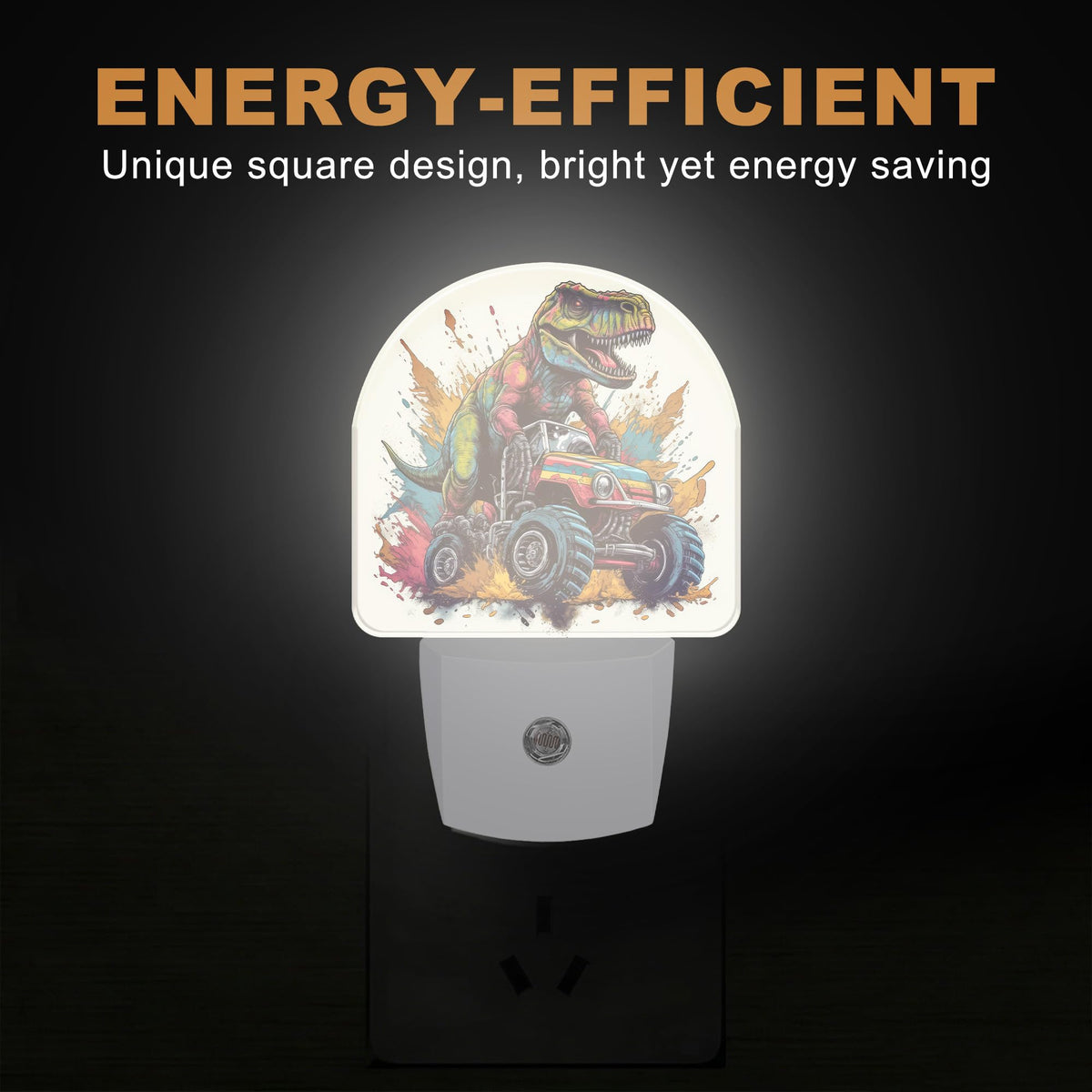 Night Light Dinosaur Truck Night Lights Plug into Wall with Dusk to Dawn Smart Sensor for Bedroom Bathroom Hallway Kitchen (Dinosaur Truck)