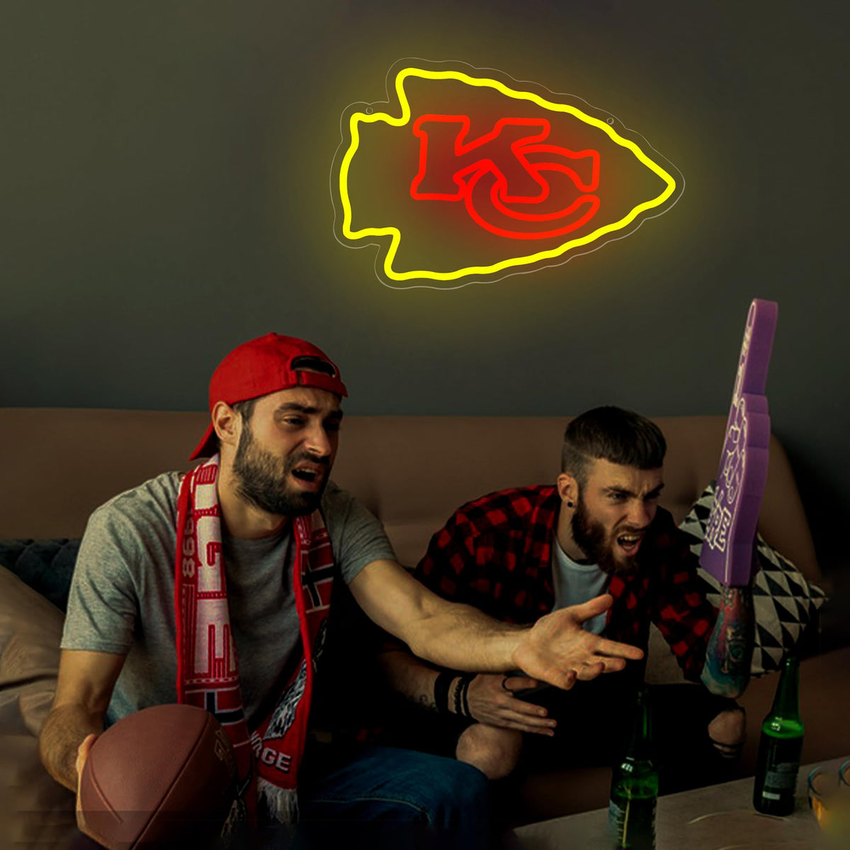 Football Neon Sign for Wall Decor Football Team Led Neon Light for Man Cave (Yellow-AB)