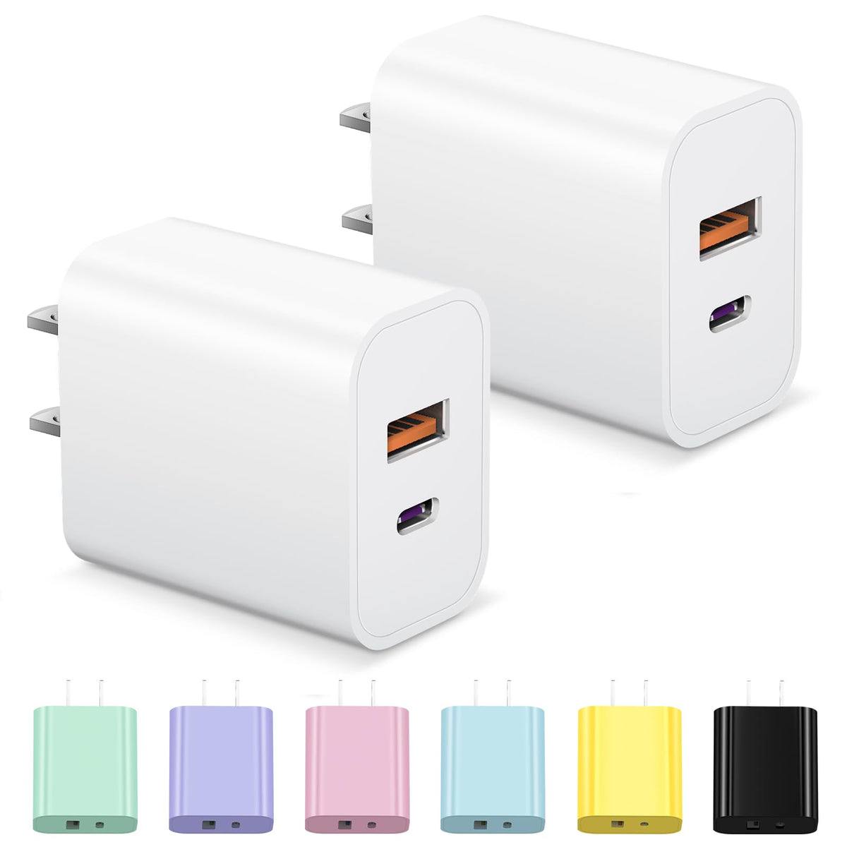 USB C Charger Block Fast Charging Block Type C Charger Multiport Adapter (White / 20W2Pack)