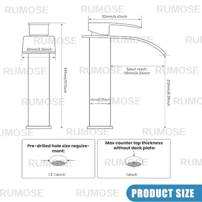 Tall Bathroom Faucet Vessel Sink Faucet with Drain (With Drain / Brushed Gold)
