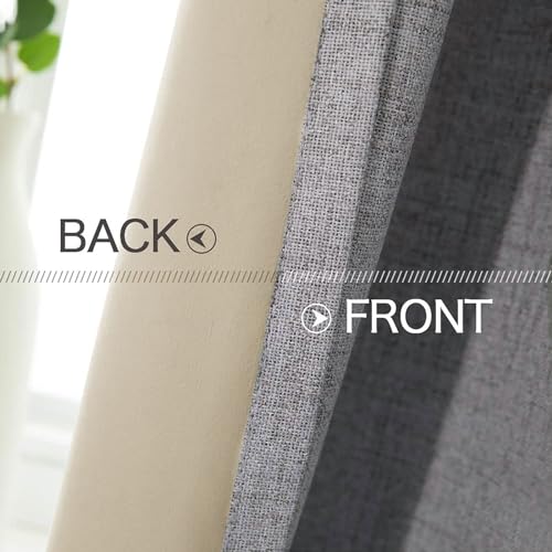 100% Blackout Linen Curtains for Bedroom 42x84 Inches Grey (Grey / 42"W x 84"L (Pack of 2))