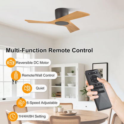 36 Inch Ceiling Fan without Light (Dark Gray/Beech Wood / 36")