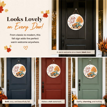 Fall Door Decor Wooden Hello Fall Sign (Fall22)