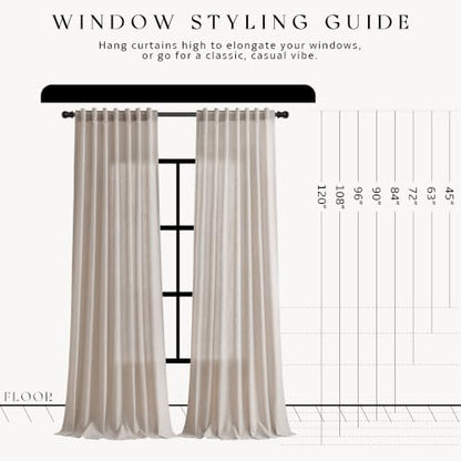Oatmeal Linen Curtains 96 Inches Long for Living Room 2 Panels (Oatmeal / 52"W x 96"L (Pack of 2))