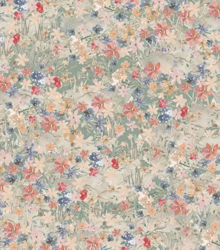 Flower Wallpaper Peel and Stick Watercolor Floral Self Stick Wallpaper Cabinet Contact Paper Boho Flower Self Adhesive Removable Wallpaper for Bedroom Decorative