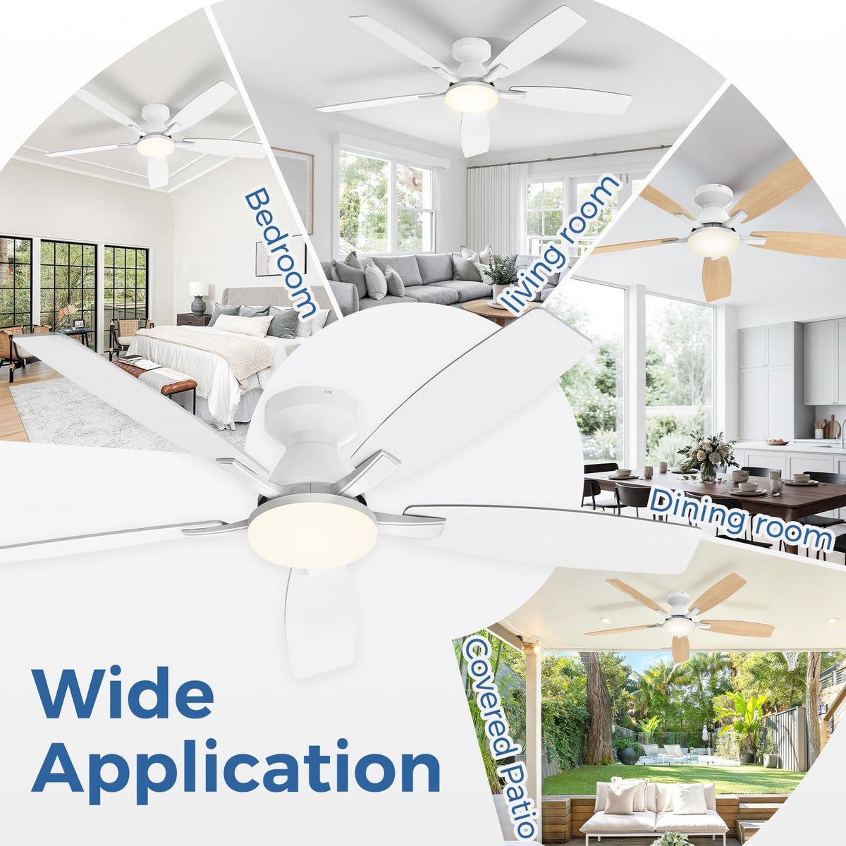 42 Inch Ceiling Fans with Lights (White&Wood Grain / 42 Inch)