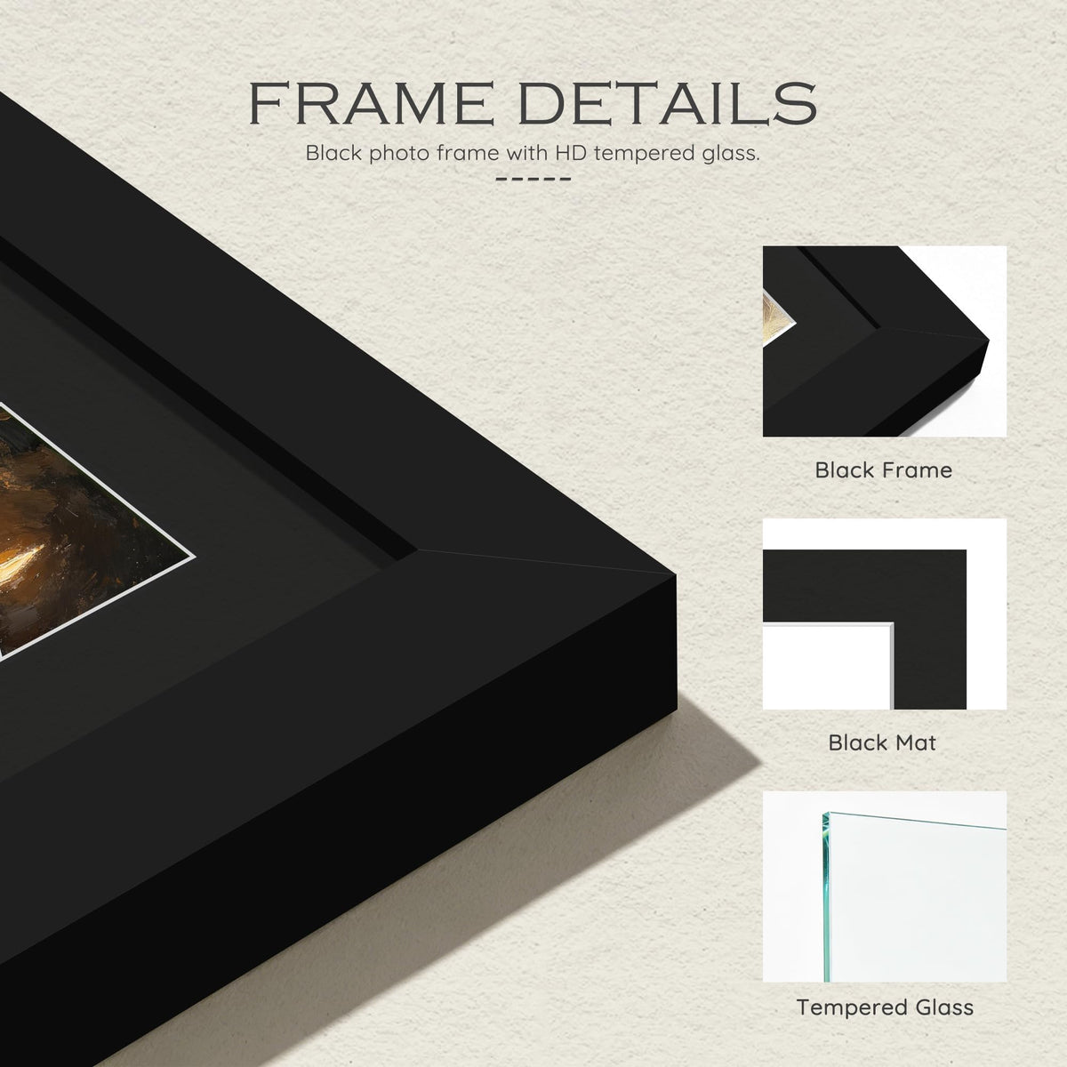 5x7 Black Wooden Picture Frame (Black Frame Black Mat / 5x7)