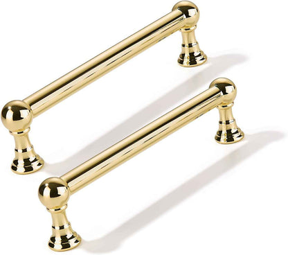 5 Pack 5 inch Solid Handles Real Unlacquered Brass Cabinet Pulls (Unlacquered Brass / 5 Inch)