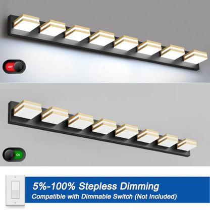 Bathroom Lights Fixtures Over Mirror (Black-Gold / 8-Light)