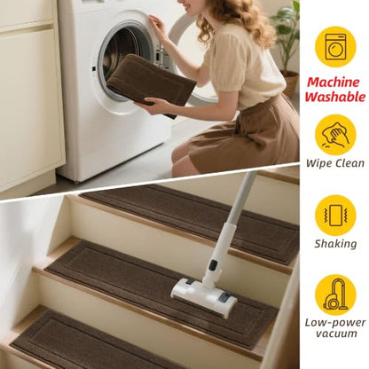 Stair Treads for Wooden Steps Indoor (30" X 8" / Brown)