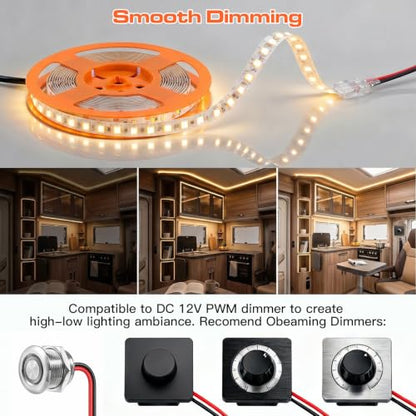 12V RV LED Strip Lights with 2 Set Transparent Connectors[16.5ft]