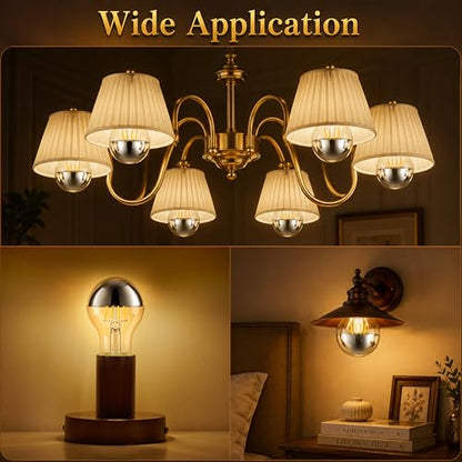 A19 E26 Silver Top Half Chrome Light Bulbs (Silver 3000k Warm White Light)