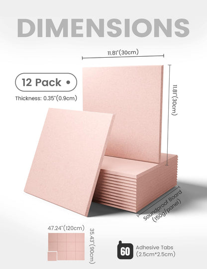 Felt Bulletin Board & Cork Board Alternative 48'' x 36'' (Pink-1 / Solid tile 12-pack)
