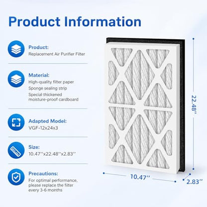 12x24x3 Air Filter Replacement For Zephyr 12x24x3 VGF