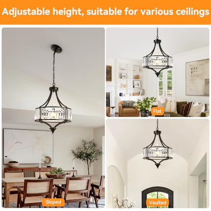Crystal Chandelier Modern Pendant Light Modern Farmhouse Chandeliers Antique Hanging Light Fixture for Living Room Bedroom Foyer Kitchen Island Entryway
