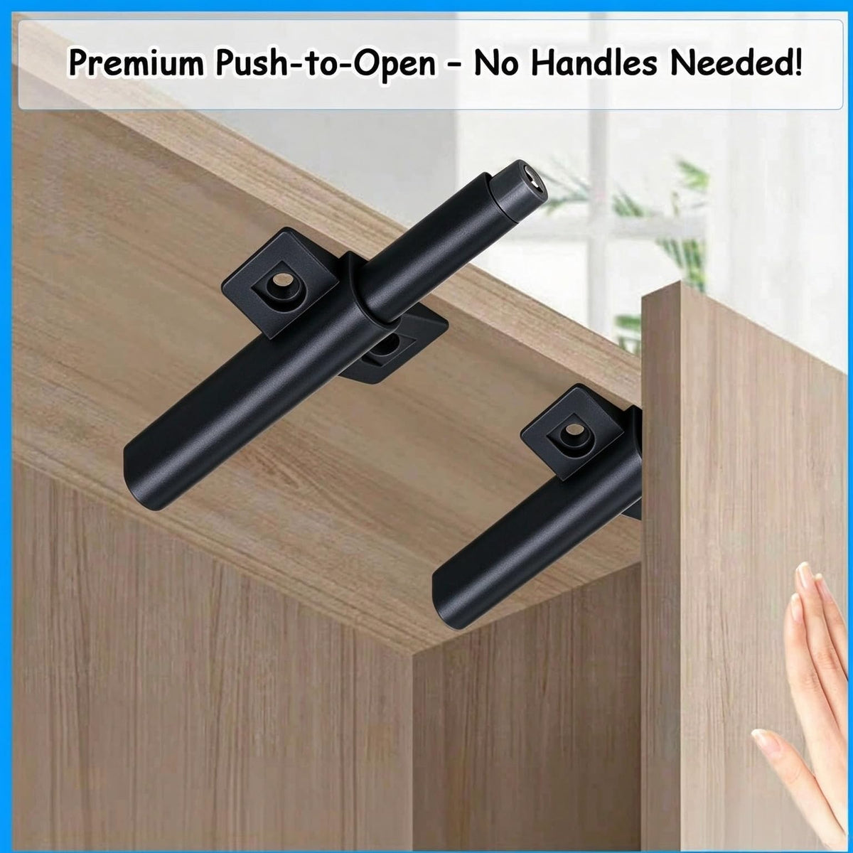 Push to Open Door Latch Cabinet Hardware CBRIVE Magnetic Push Latch & Lock for Hidden Framed & Frameless Kitchen Door Magnet Touch Release Drawer Opener Strong Spring Tip (4 Pack / Black)