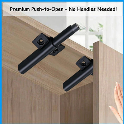 Push to Open Door Latch Cabinet Hardware CBRIVE Magnetic Push Latch & Lock for Hidden Framed & Frameless Kitchen Door Magnet Touch Release Drawer Opener Strong Spring Tip (4 Pack / Black)