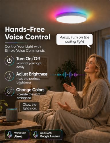 Smart RGB Ceiling Light 12 Inch RGBCCT WiFi App Voice Control